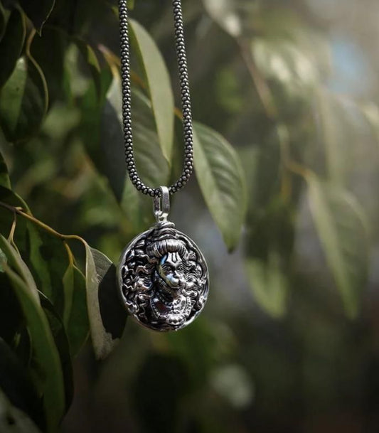 Hanuman Ji Pendant Oxodaised Silver Chain